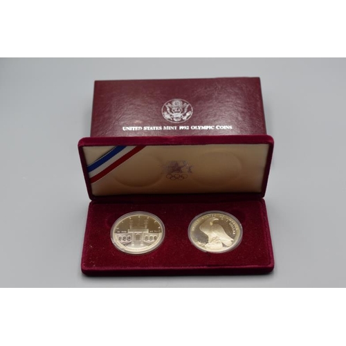 76 - Cased Set of Silver 1984 Olympic Dollars in Complete with Certificate of Authenticity