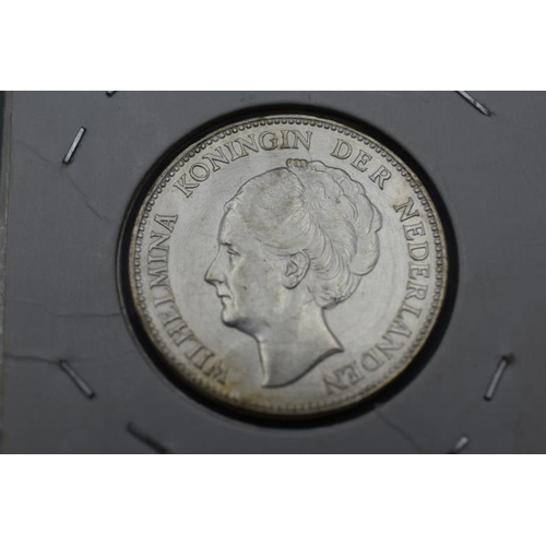 99 - Wilhelmina 1939 Silver 1 Gulden Coin