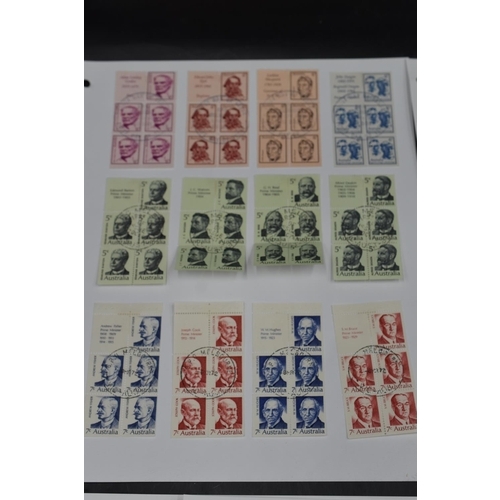 77 - Eight Stock Sheets containing a Selection of Australian Stamps Featuring Notable People, South Austr... 