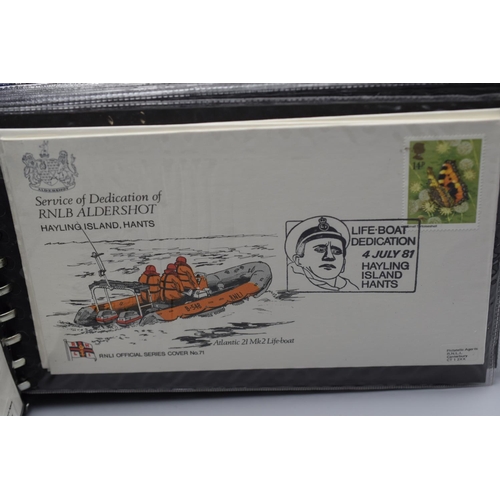 91 - Selection of 30 1980s Royal National Lifeboat Institution First Day Covers in Official Ring Binder