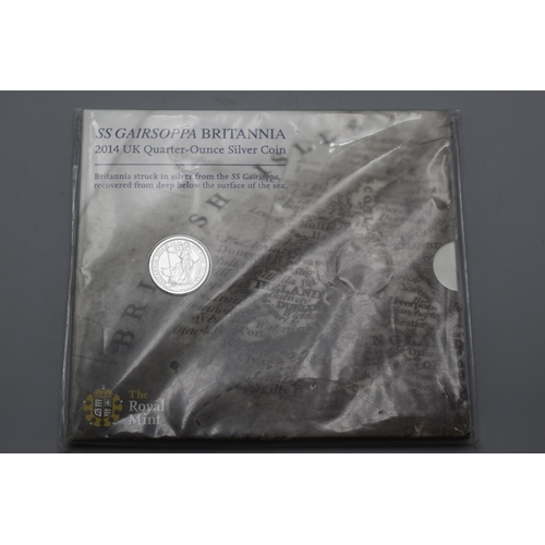 71 - Royal Mint SS Gairsoppa Britannia 2014 UK Quarter-Ounce Silver Coin in Case