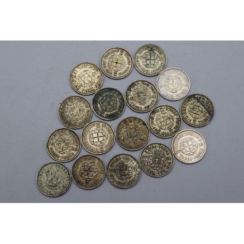 76 - Selection of 17 George VI Silver 3d Coins