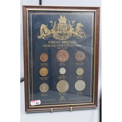 86 - Great Britain Sterling Coin Collection (1548 to 1967) in Framed and Glazed Mount