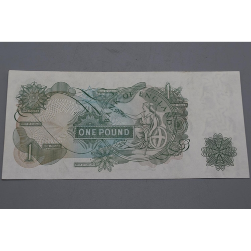 92 - Elizabeth II Bank of England Jasper Hollom £1 Note (M21N651057)