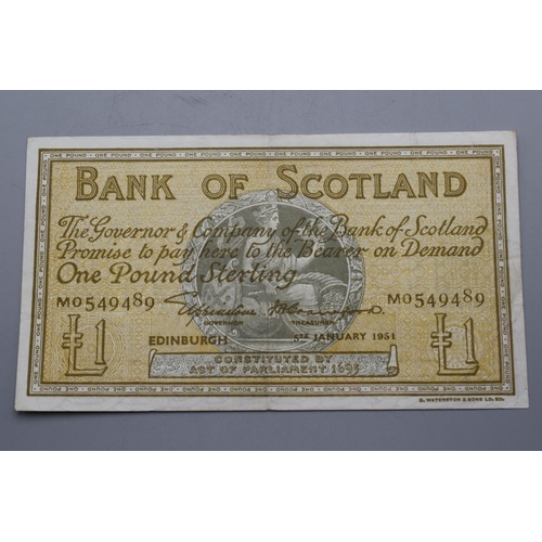 106 - Bank of Scotland One Pound Sterling Note (Dated 5th January 1951) MO549489