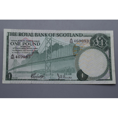 108 - The Royal Bank of Scotland One Pound Sterling Note (Dated 19th March 1969) A40469083