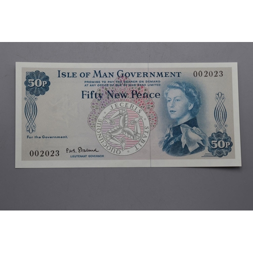 121 - Isle of Man Government 1969 Fifty New Pence Note (002023)