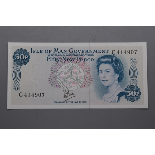 122 - Isle of Man Government 1979 Fifty New Pence Note (C414907)