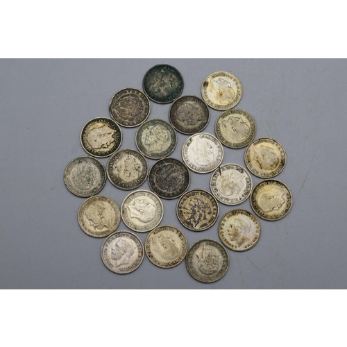 75 - Selection of 21 George V Silver 3d Coins