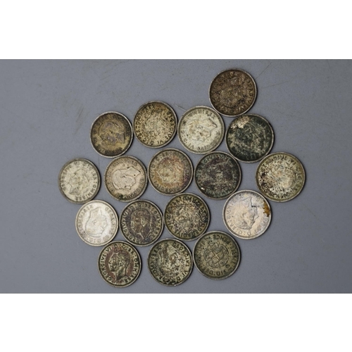 76 - Selection of 17 George VI Silver 3d Coins