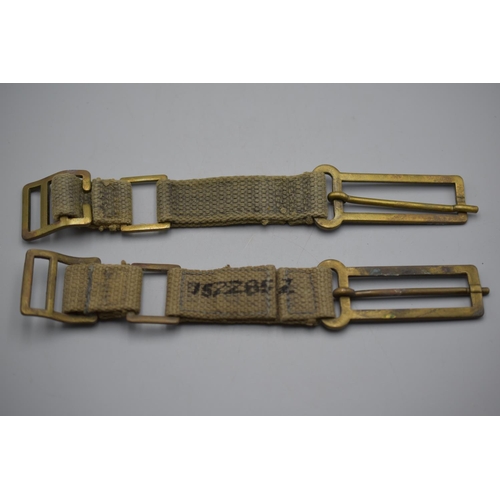 157 - Pair of WWII British Army Webbing and Brass Strap Extenders