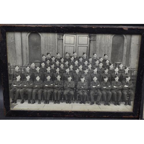 66 - Two RAF WWII Framed photographs. One of five airmen and one of a handley Page Harrow bomber aircraft