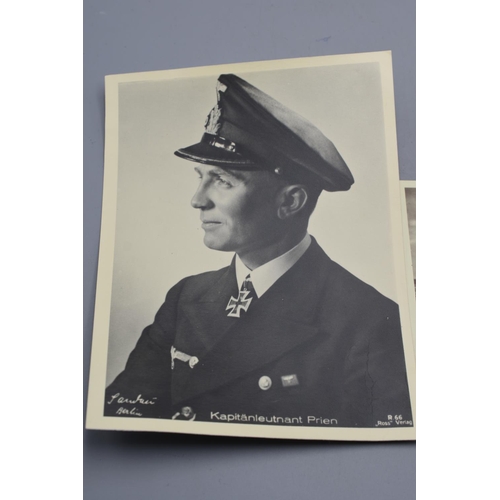 164 - WWII Original German U Boat Postcard of a U9 and a Large Photo of U Boat Commander Prien