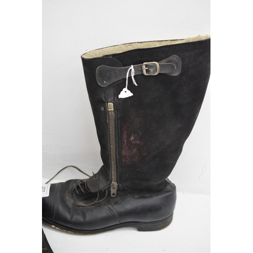 222 - WWII RAF Aircrew Escape Flying Boots. with a small folding Concealed Knife in an inside Pocket. Shee... 