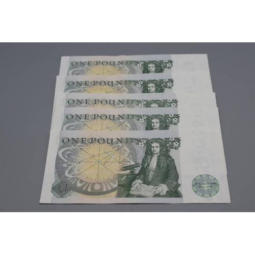 17 - Five Elizabeth II D H Somersett £1 Bank Notes with Consecutive Numbers (694130 to 694134)