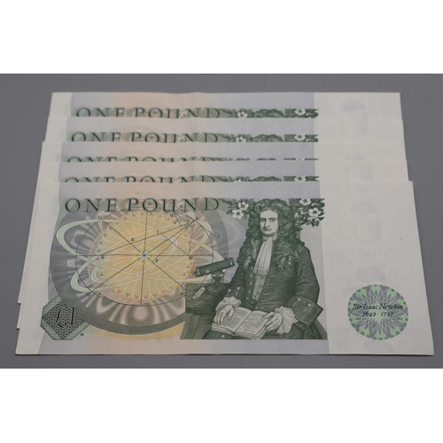 19 - Five Bank of England Elizabeth II D H Somersett £1 Notes with Consecutive Numbers (694135 to 694139)