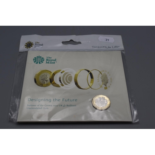 27 - Royal Mint Designing the Future Nations of The Crown 2017 £1 Brilliant Uncirculated Coin