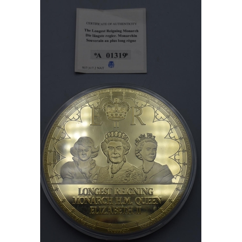 35 - House of Windsor Longest Reigning Monarch Gold Plated Coin (4