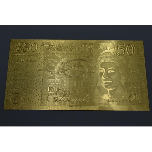 73 - Set of 24ct Gold Plated UK Bank Notes (£5, £10, £20 and £50) Complete with Certificate and Folder