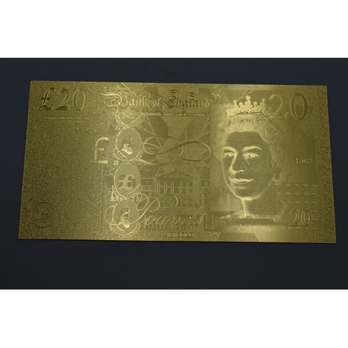 73 - Set of 24ct Gold Plated UK Bank Notes (£5, £10, £20 and £50) Complete with Certificate and Folder