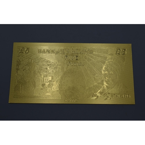 73 - Set of 24ct Gold Plated UK Bank Notes (£5, £10, £20 and £50) Complete with Certificate and Folder