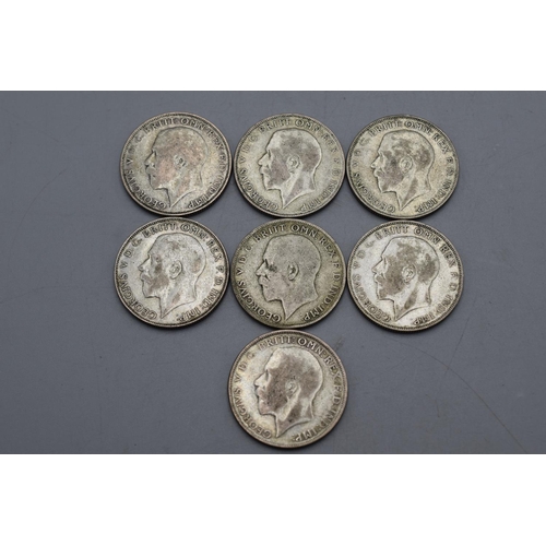 89 - Selection of 7 George V Silver Florins (1920 to 1928)