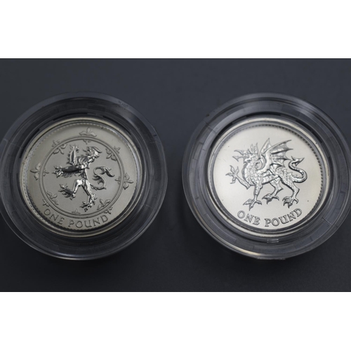 107 - Royal Mint United Kingdom 1999-2000 Silver Proof One Pound Millennium Two Coin Set complete with Cas... 