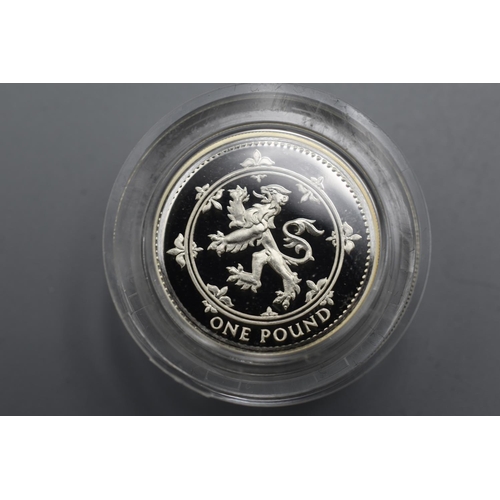 108 - Royal Mint United Kingdom 1998 Silver Proof One Pound Coin Set complete with Case and Certificate.