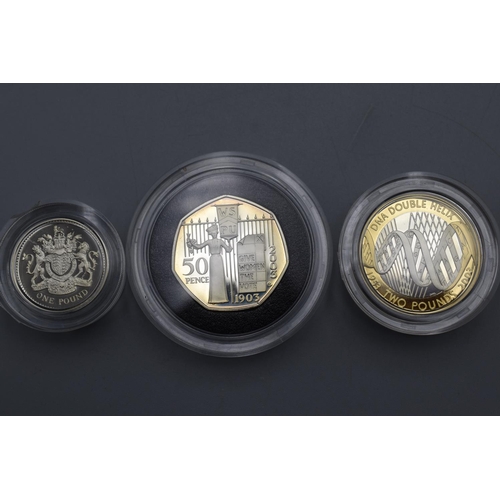 112 - Royal Mint United Kingdom 2003 Silver Proof Piedfort 3 Coin Collection complete with Case and Certif... 