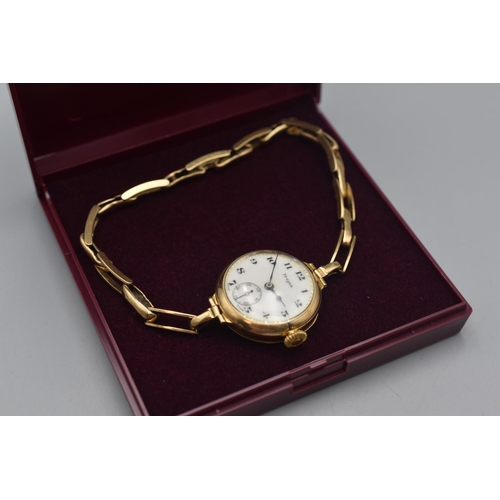 43 - Ladies Trojan Watch with Dennison Hallmarked Birmingham 375 Case and Strap