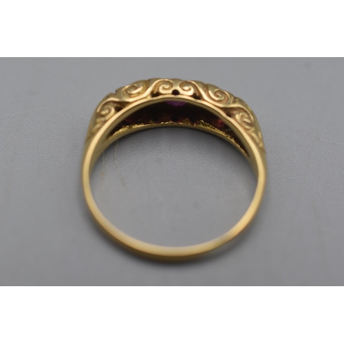 53 - Victorian 3 Stoned 18ct Gold Ring (Size K) Complete with Presentation Box (Weight 2 grams)(Diamond C... 