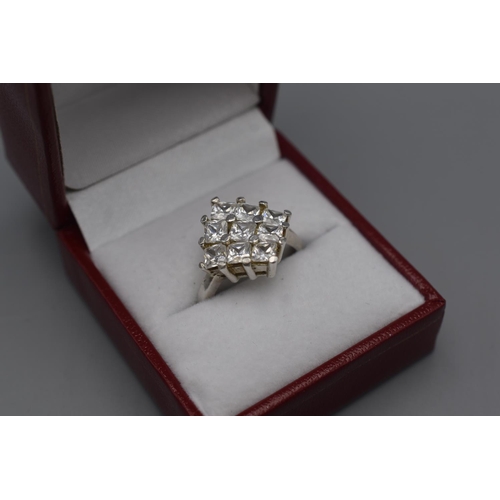 62 - Silver 925 Pave Stone Set Ring in Presentation Box Size S