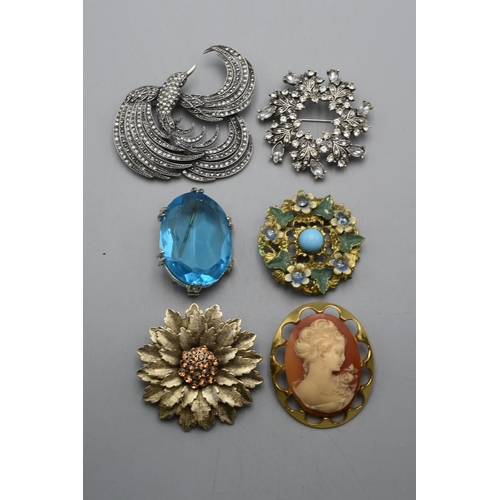 86 - Selection of 6 Both Vintage and Modern Brooches