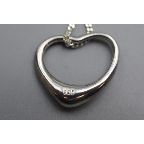 60 - Silver 925 Heart Pendant Necklace Complete with Presentation Box