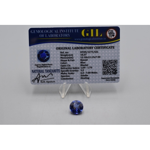 98 - Natural Tanzanite Blue (10.37ct) Complete with Laboratory Certificate