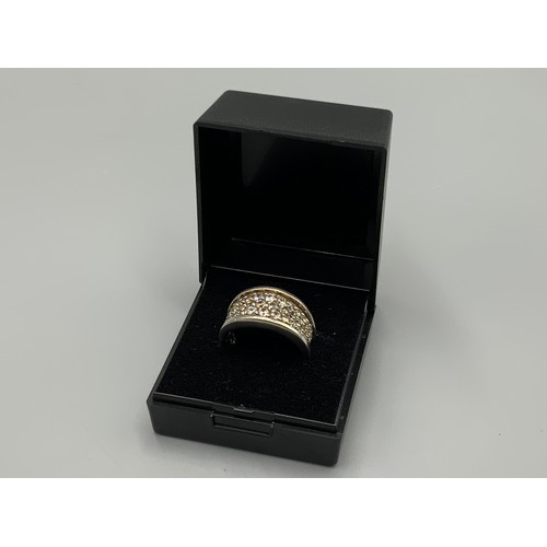 103 - Silver 925 Pave Ring (Size P) Complete with Presentation Box