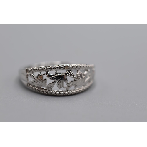 79 - Silver 925 Leaf Design Ring (Q)