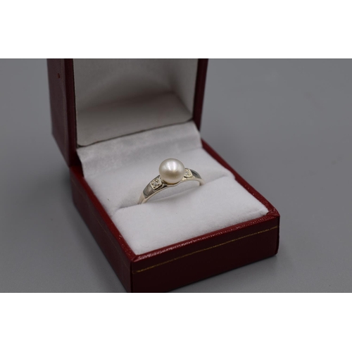 89 - Silver 925 Pearl Style Ring (R)