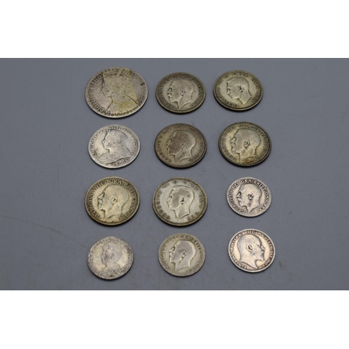 96 - Selection of Victoria, Edward VII, George V and George VI Half Crowns, Shillings and Sixpences