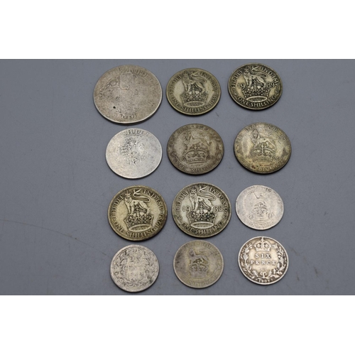 96 - Selection of Victoria, Edward VII, George V and George VI Half Crowns, Shillings and Sixpences