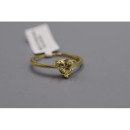 100 - Silver 925 Gold Diamond Shaped Gem Set Ring (U)