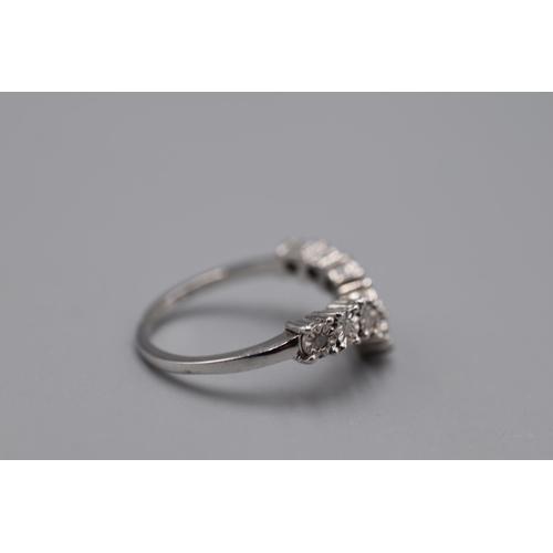 104 - Silver 925 V Shaped Diamante Ring (O)