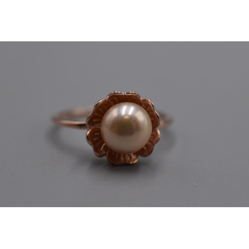 63 - Silver 925 Rose Gold Flower Ring