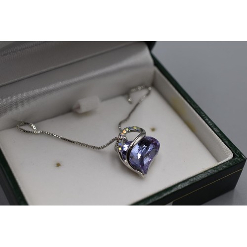 81 - Silver 925 Lilac Love Heart Pendant Necklace