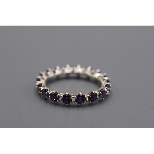 91 - Silver 925 Purple Multi Gem Set Ring