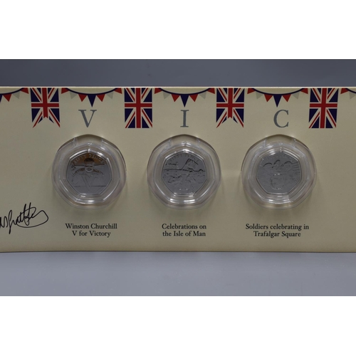 70 - Set of VE Day Victory 50p Collectors Coins in Signed Limited Edition Case (7 Coins)