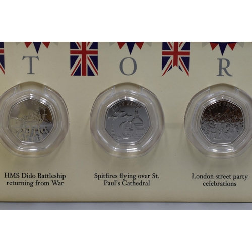 70 - Set of VE Day Victory 50p Collectors Coins in Signed Limited Edition Case (7 Coins)