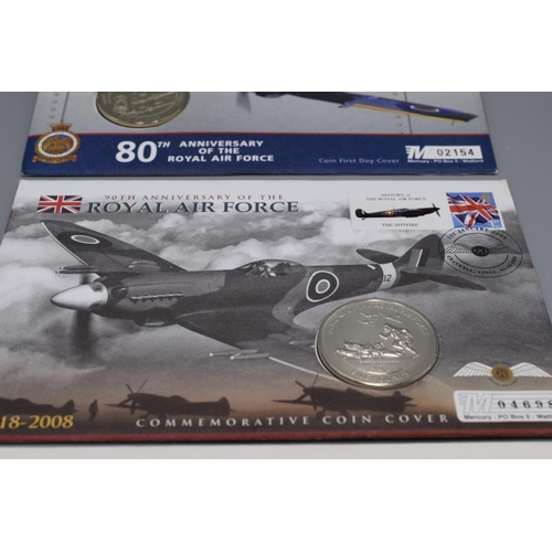 76 - Three Commemorative Coin Covers including VJ Day £2, The Spitfire £5, and The Royal Air Force £5