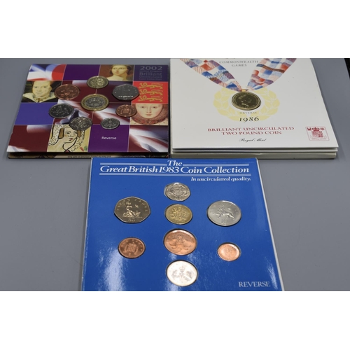 119 - Three Coin sets to Include Commonwealth Games £2 1986, 1983 Collection and 2002 Collections