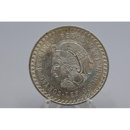 80 - Silver - Mexican - 5 Pesos - 1948